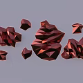 Crimson Red Geometric Polyhedron Wall Decor With Various Sizes And Irregular 3D Shapes