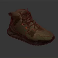 Olive Green High Top Shoes With Orange Laces Textile Upper And Thick Sole