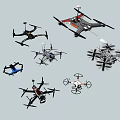 Various Types Of Drones With Different Designs And Propellers On White Background