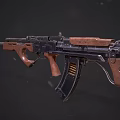 Tactical Assault Rifle With Wooden Stock Metal Receiver And Detachable Magazine Scope Mount