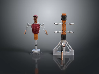 Game And Movie Robot Characters With Red Orange Torsos Silver Limbs And Unique Bases 3d model