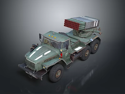 Green Military Tank With Missile Launcher Multiple Wheels And Armored Design 3d model