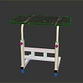 Mobile Side Table With Black Marble Top And White Frame On Wheels