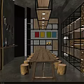 Modern School Indoor Activity Area With Wooden Structures Rope Decor And Storage Cabinets
