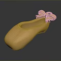 Elegant Golden Ballet Shoes With Bow Accent And Shiny Metallic Finish