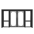 Black Frame Sliding Doors With Geometric Pattern Design And Side Windows For Interior Home 3d model