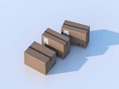 Sturdy Brown Cardboard Boxes For Household Items Storage And Packaging 3d model