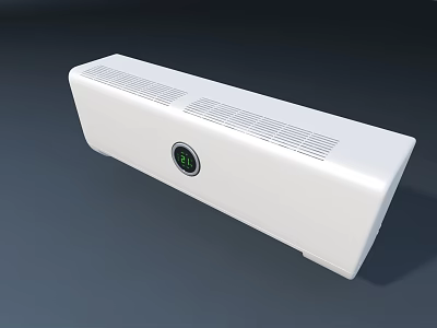 White Slim Air Conditioner Fan With Circular Control Panel And Ventilation Grilles 3d model