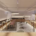 Modern Beauty Salon Interior With Wooden Tables Chairs Soft Lighting Stone Lantern And Pebble Decor
