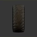 3D Rendered Heavy Duty Tire With Deep Tread Pattern Gray Color And Reflective Surface