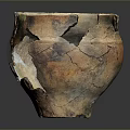 Ancient Hand Carved Pottery Bowl Featuring Cracked Texture And Broken Edges