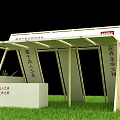 Interactive Zone Exhibition Booth Models With White Canopies Seating And Green Grass 3d model