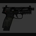 Modern Black Tactical Pistol With Textured Grip And Sight Features