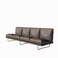 Black Leather Sectional Sofa with Modern Metal Frame and Sleek Design 3d model