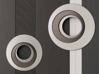 Modern Circular Wall Decor with Layered Design on Textured Wall 3d model