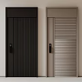 Modern Black and Gray Security Doors with Vertical Stripe Design and Door Handles Locks