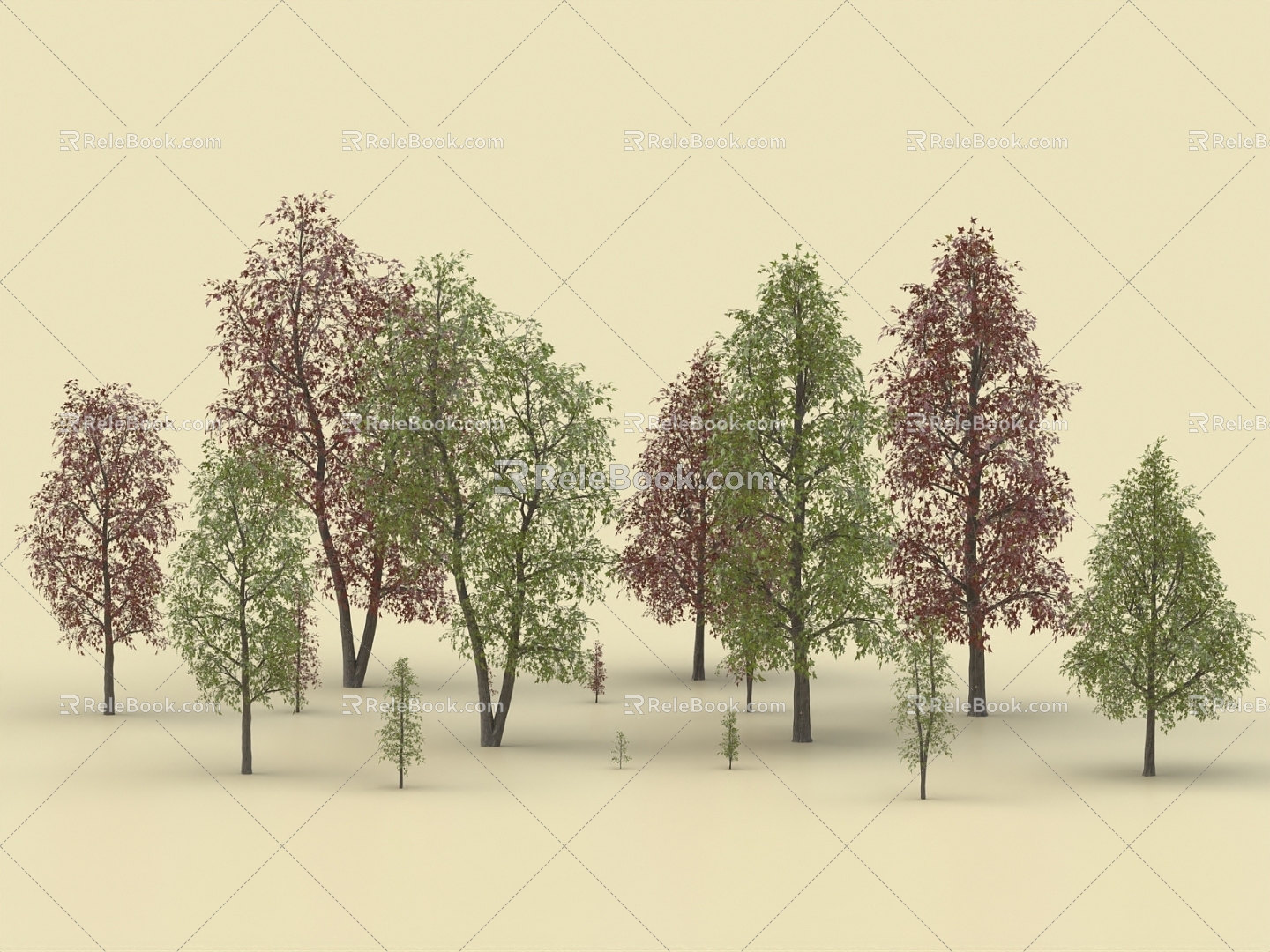 landscape tree maple tree red leaf tree tree plant big tree 3d model