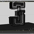 Mechanical Style Digital Number 3 With Black Body Silver Pipes And Metal Structure On Black Table