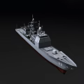 Modern Warship 3D Model With Gray Hull Deck Equipment Antennas And Number 69 3d model