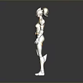 Futuristic Game and Movie Character in Silver Yellow Mech Armor With Blue Visor Helmet