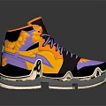 Stylish High Top Sneakers With Purple Yellow Colorful Design And Transparent Sole