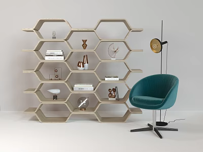 Modern Bookshelf Honeycomb Bookshelf Combination 3d model