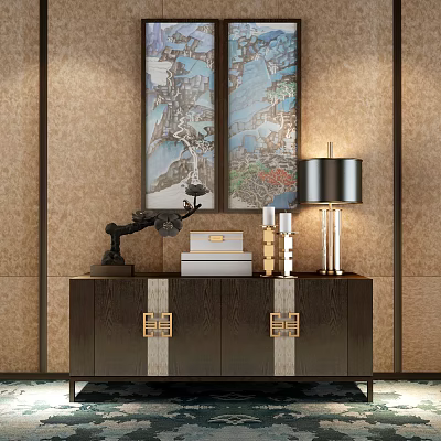 New Chinese-style Entrance Cabinet 3d model