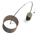 Modern Curved Floor Lamp With Woven Natural Shade And White Base