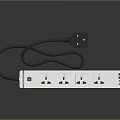White Power Strip With Multiple Outlets Black Power Cord And Plug For Home Use