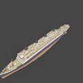 Vintage Cruise Ship Model With Four Funnels And Classic Hull Structure