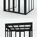 Modern Glass Sunroom Structure With Black Frame And Large Glass Panels