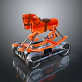 Orange Wooden Rocking Horse Children's Living Toy With Wheels And Metal Support Frame