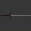 Medieval Sword With Red Hilt Black Guard And Blue Spiral Blade