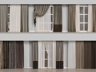 Modern Home Curtain Combination Color-matching Curtain Fabric Curtain 3d model
