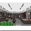Modern Tobacco and Alcohol Store Interior with Shelves Display Counters and Product Arrangement