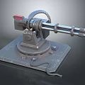Mechanical Rotary Cannon Mechanism With Metal Barrel Rotating Base And Connecting Cable