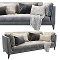 Elegant Modern Gray Two-Seater Sofa With Soft Pillows And Cozy Blanket 3d model