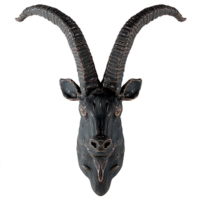 Black Animal Head Wall Decor With Long Horns For Modern Home Decor 3d model
