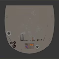 Detailed 3D Model of Circular Display Platform With Columns and Small Objects