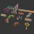 Brass Plumbing Pipe Fittings In Various Shapes With Elbows Joints And Valves
