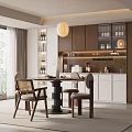 Quiet Style Retro Style Restaurant Dining Table and Chair 3d model