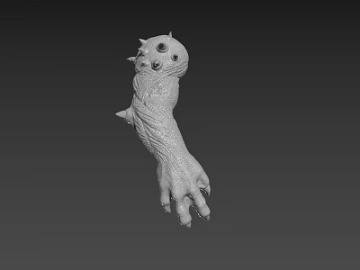 Fantasy Character Creature Arm 3D Model With Spikes Eyes And Textured Skin 3d model