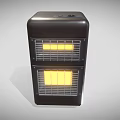 Portable Black Electric Radiator With Wheels And Handle Two Layer Heating Grid For Home Use