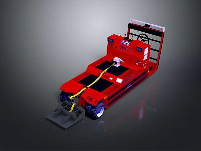 Red Heavy Duty Utility Vehicle With Open Cargo Platform And Large Wheels 3d model