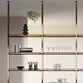 Modern Shelf Unit With Metal Frame Multiple Tiers Glassware And Decorative Items 3d model