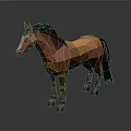 Low Poly Horse 3D Model With Orange And Brown Geometric Design 3d model