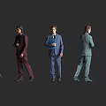 Men In Different Colored Suits Showing Various Standing And Walking Poses 3d model
