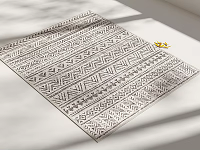 Square Rug With Black And White Geometric Patterns For Modern Home Decor 3d model