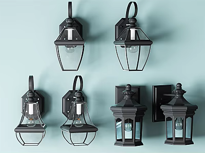 Black Wall Sconces With Glass Shades Various Designs Modern Style For Home Decor 3d model