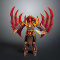 Mythical Warrior Fantasy 3D Model With Fiery Red Wings Ornate Armor And Dual Blades